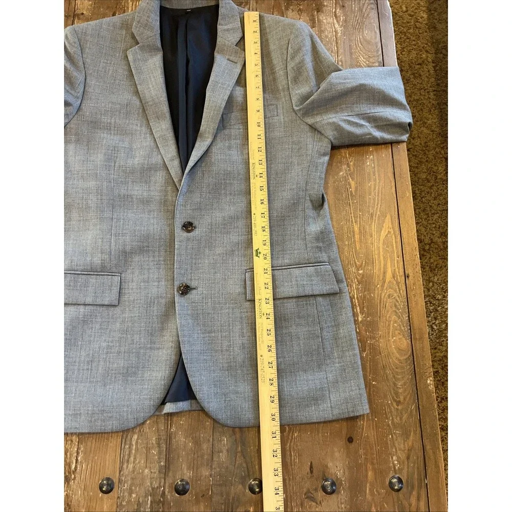 Voyager x J. Crew 365 Thompson Sport Coat 100% Wool Light Gray Suit Jacket 40R